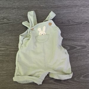 Kids Green Overalls with Bunny Design
